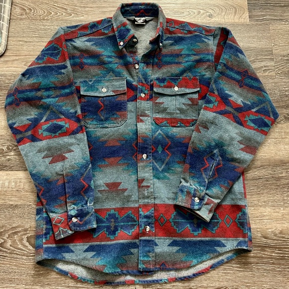 The Sportsman’s Guide Vintage Flannel Shirt Aztec Print Size Medium Men’s - Picture 1 of 5